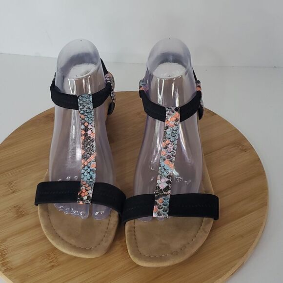 Alfani Women's Step 'N Flex Strappy Voyage Wedge Sandals Snakeskin Print Size 10 - Picture 2 of 11